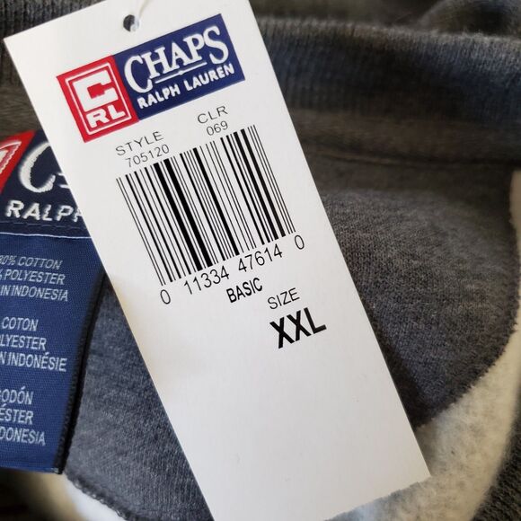Vintage Chaps Ralph Lauren Sweatshirt Mens Size XXL Gray American Flag New - Picture 10 of 10